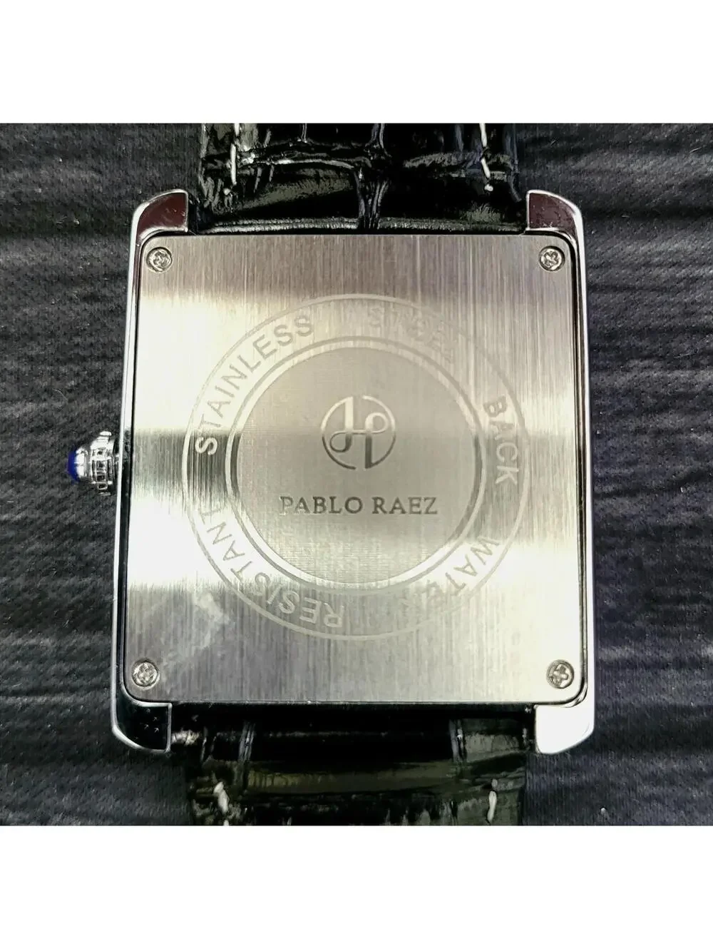 Pablo‎ Raez Mens Silver Tank Swiss Style Watch 40mm Large